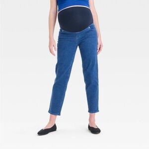 High-Rise Over The Belly 80's Slim Straight Denim Maternity Pants